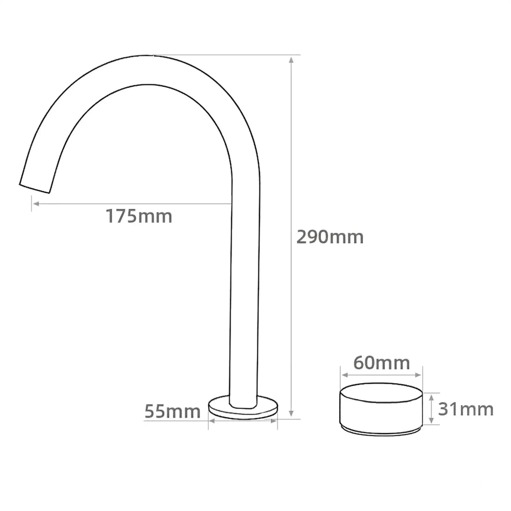 Torneira Misturador Banheiro Cascata Bancada 360° Aço Inox 2 Furos Cinza Fosco
