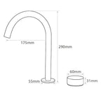 Torneira Misturador Banheiro Cascata Bancada 360° Aço Inox 2 Furos Cinza Fosco
