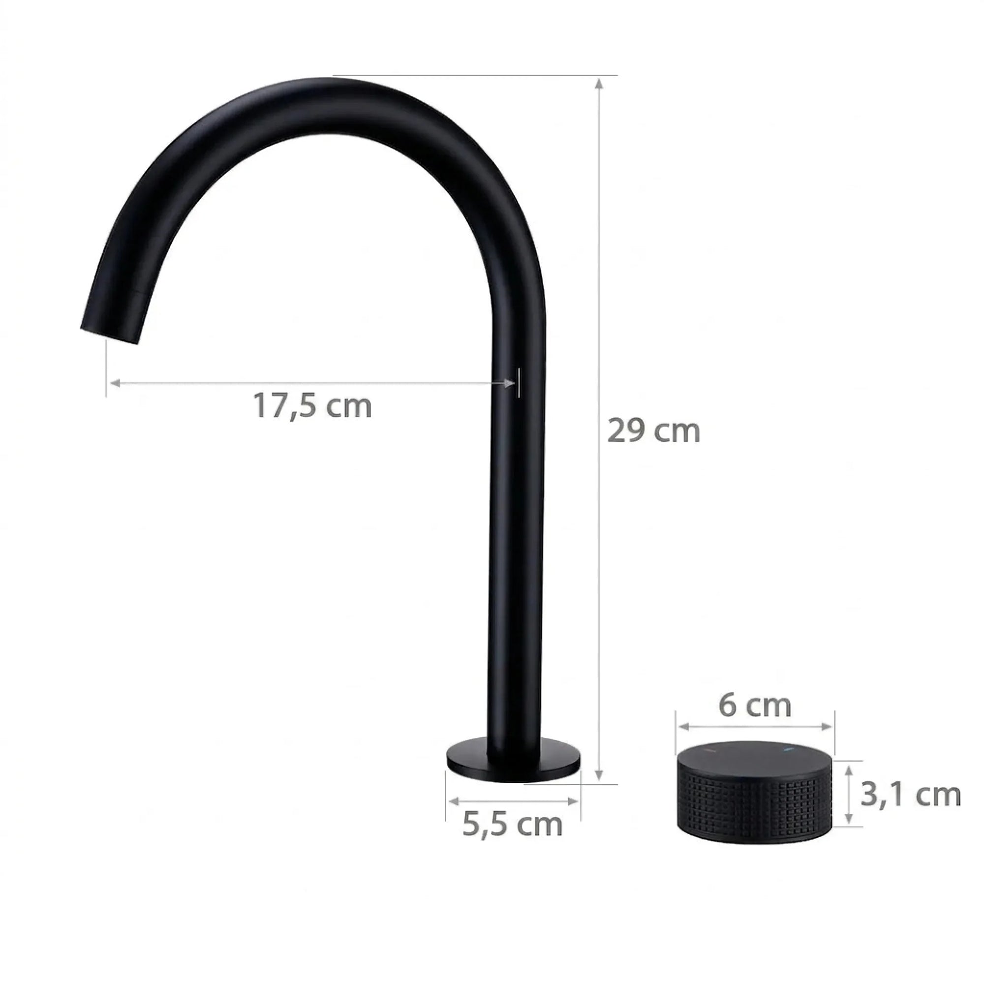 Torneira Misturador Banheiro Cascata Bancada 360° Aço Inox 2 Furos Preto Fosco