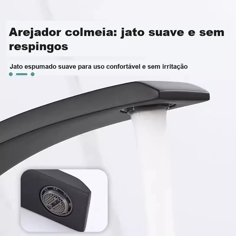 Torneira para Banheiro Monocomando Luxury Preto Fosco Quente e Fria
