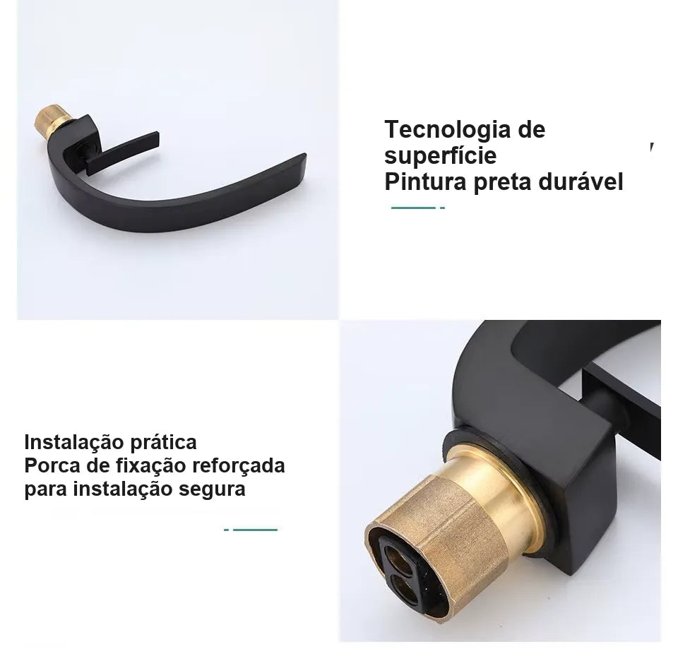 Torneira para Banheiro Monocomando Luxury Preto Fosco Quente e Fria