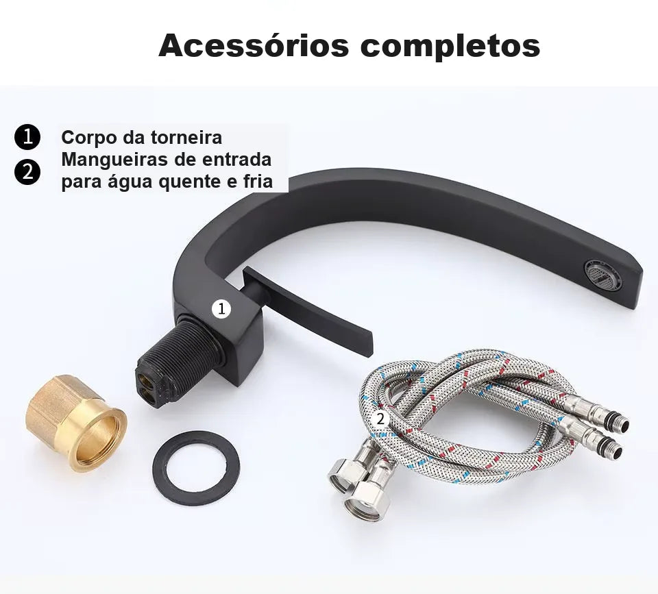 Torneira para Banheiro Monocomando Luxury Preto Fosco Quente e Fria