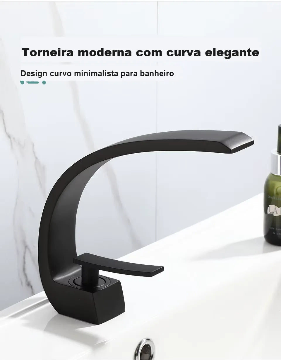 Torneira para Banheiro Monocomando Luxury Preto Fosco Quente e Fria