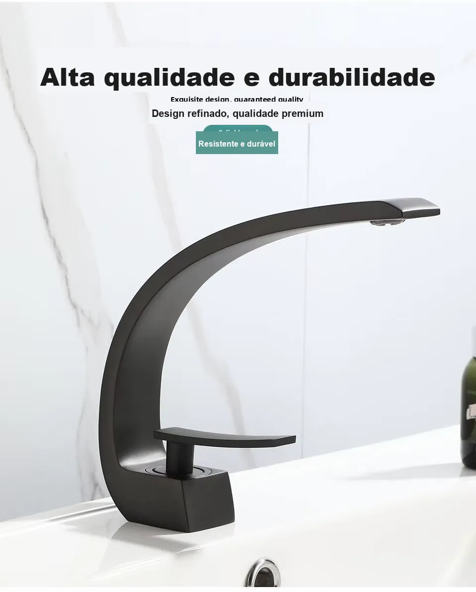 Torneira para Banheiro Monocomando Luxury Preto Fosco Quente e Fria