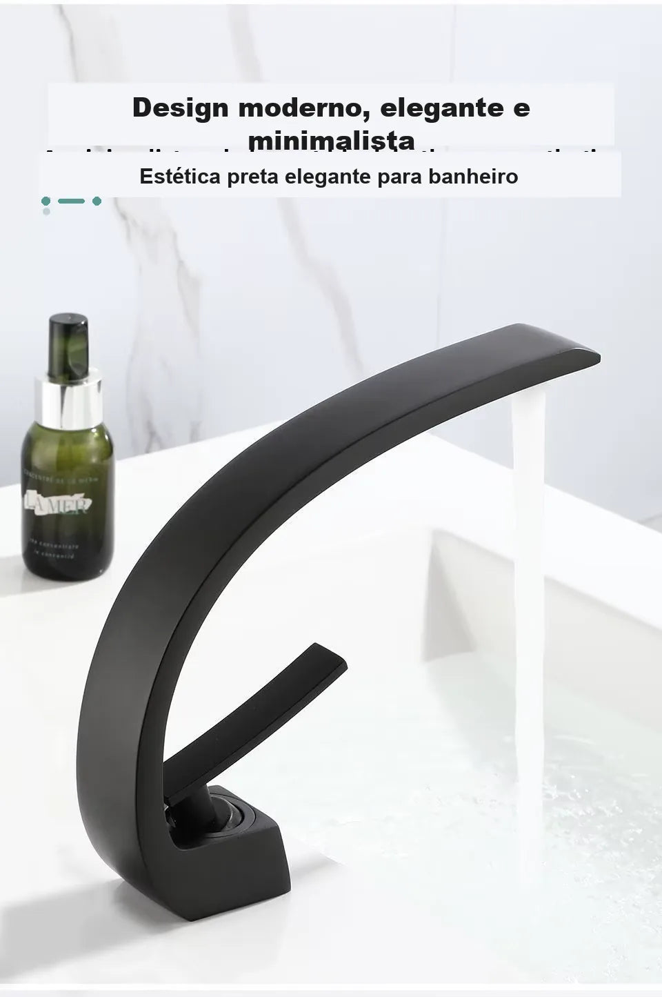 Torneira para Banheiro Monocomando Luxury Preto Fosco Quente e Fria