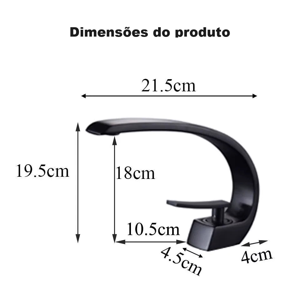 Torneira para Banheiro Monocomando Luxury Preto Fosco Quente e Fria