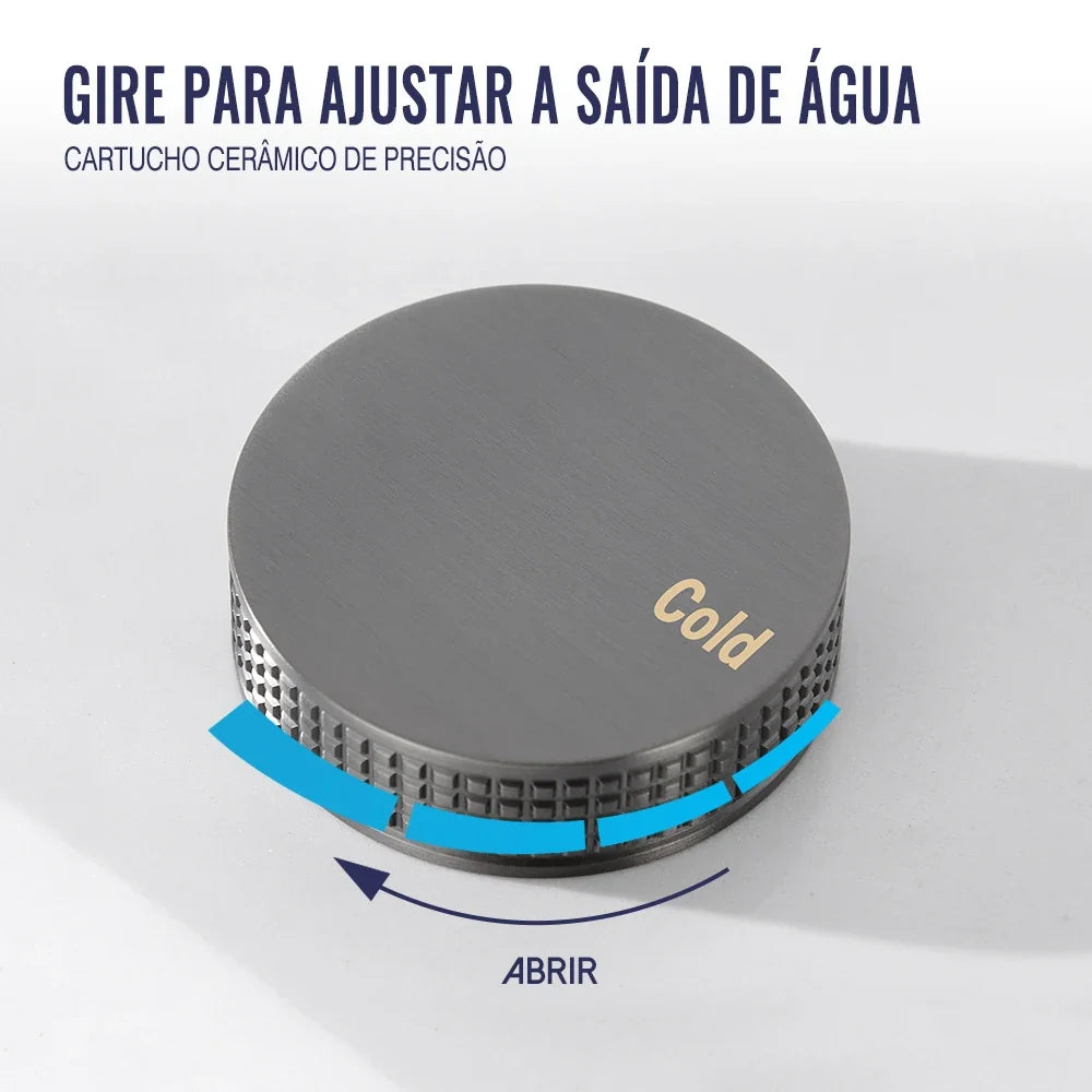 Torneira Misturador Banheiro 3 Furos Níquel Escovado com Bica 360°