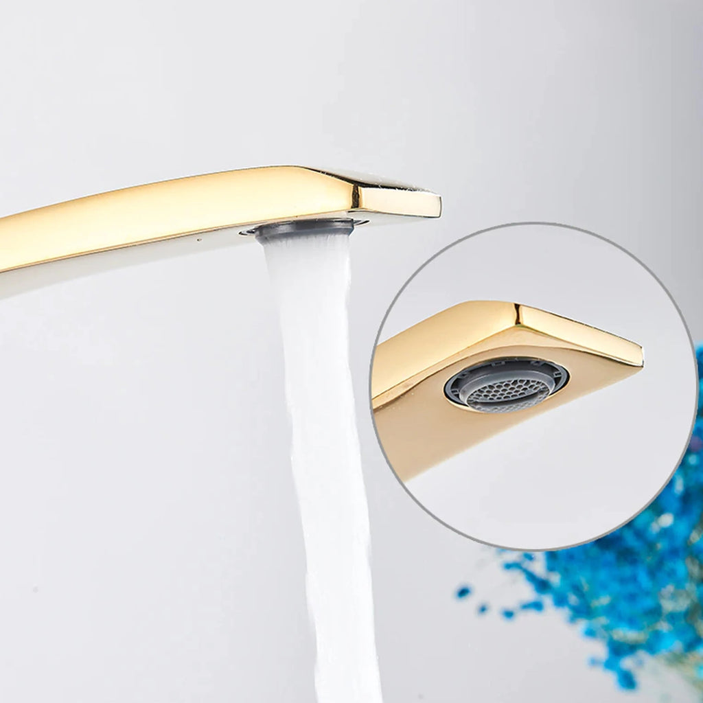 Torneira para Banheiro Monocomando Luxury Dourada Quente e Fria