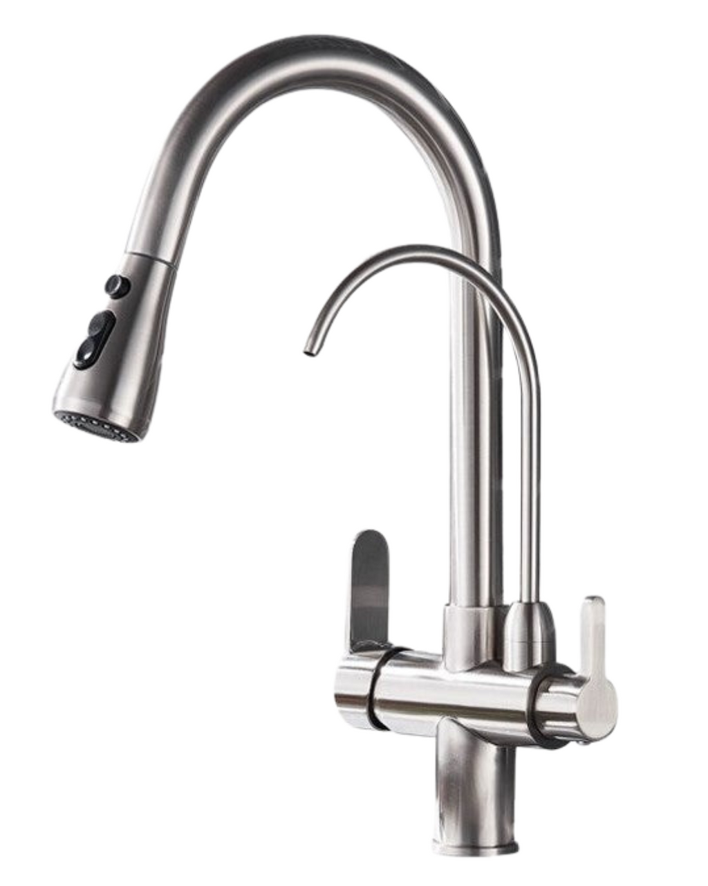 Torneira Para Cozinha Gourmet Monocomando Dupla Função Filtro Jato Extensível Aço Escovado