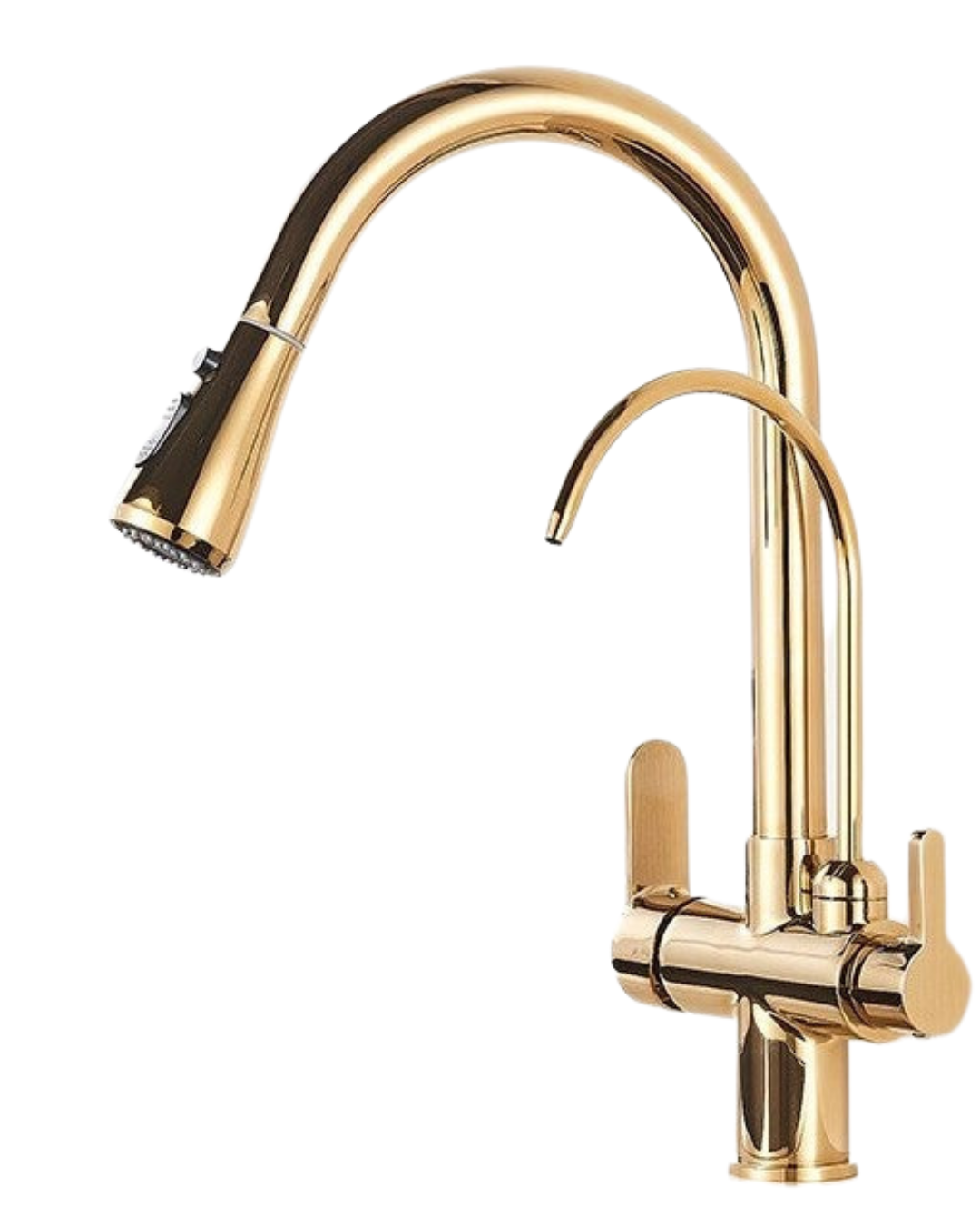 Torneira Gourmet Monocomando com Filtro e Jato Extensível Dourada