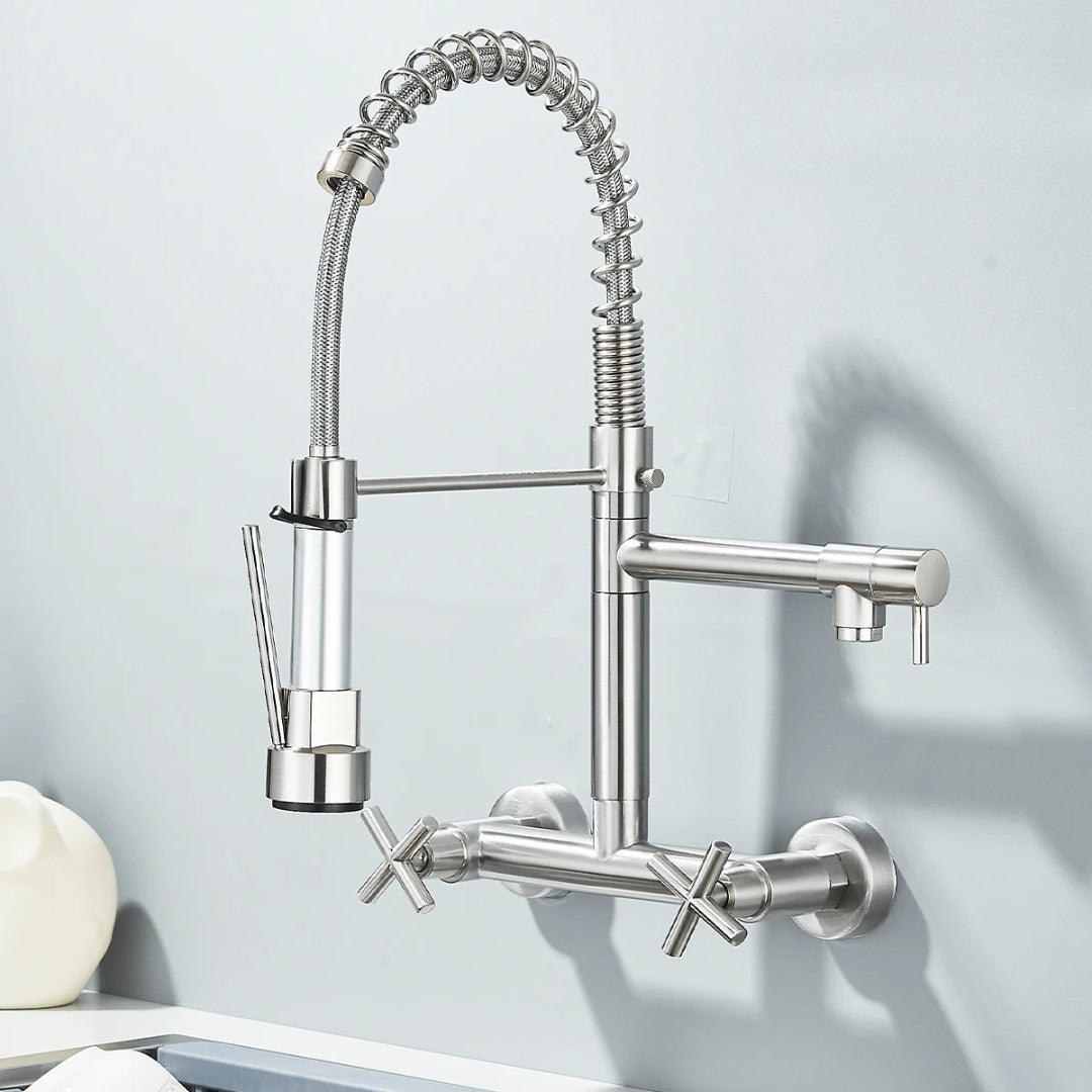 Torneira Gourmet de Parede Aura Cromado Escovado para Cozinha